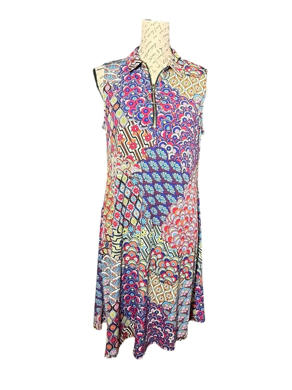 MSK Sleeveless Multicolor Printed A-Line Dress Size M NWT